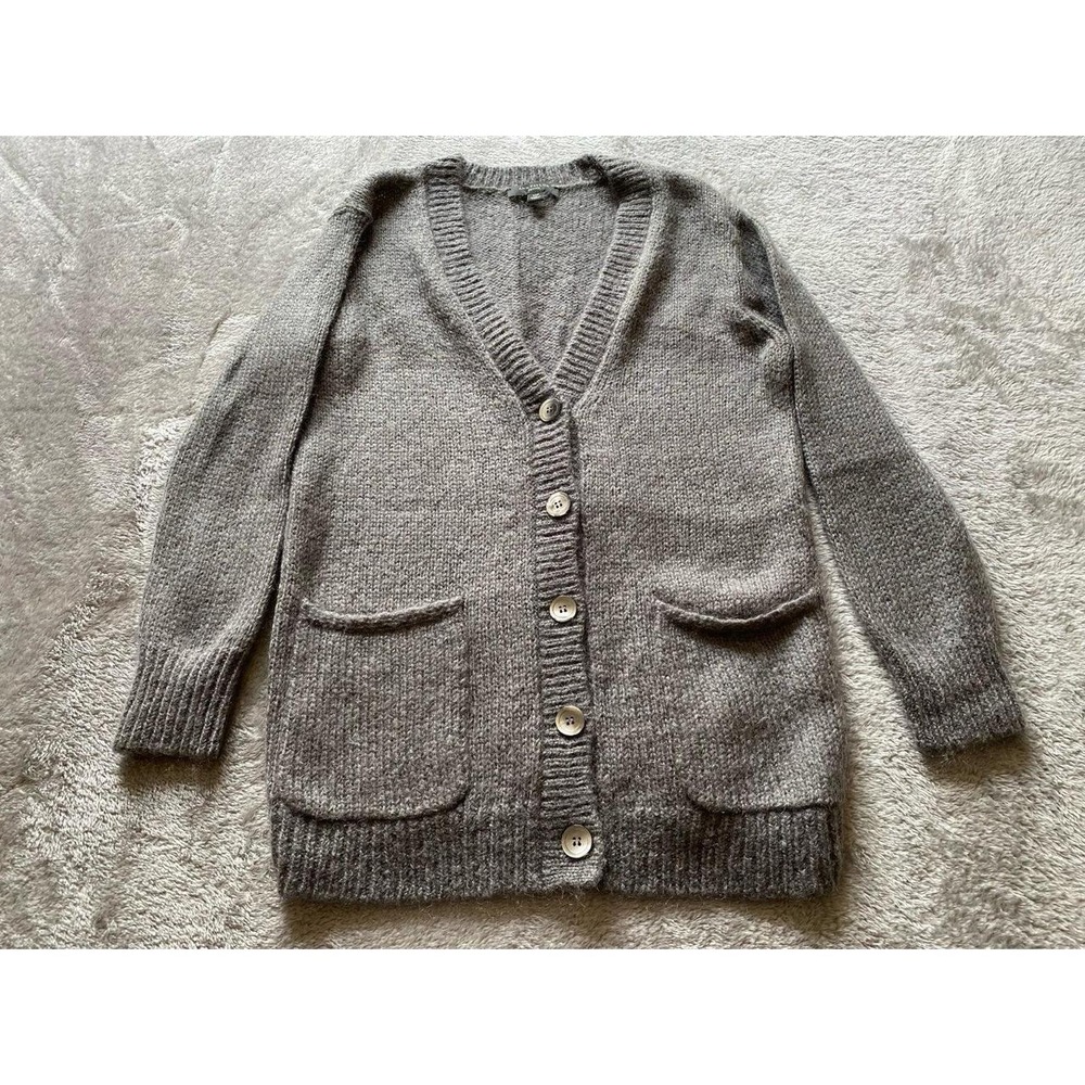 Ann Taylor Cardigan MP Mohair Blend Grey Grandpa Core s47
